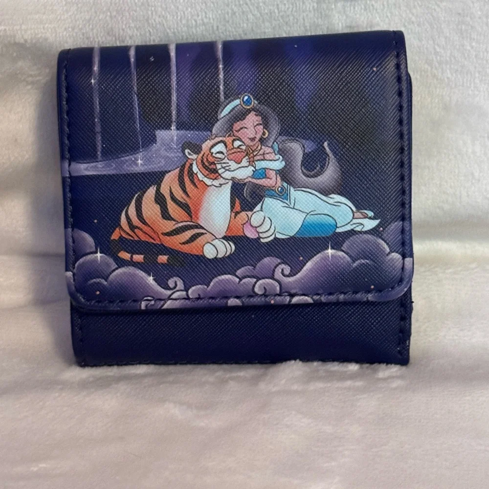 Loungefly Jasmine and Rajah Navy Blue Tri-Fold Wallet - Picture 1 of 7